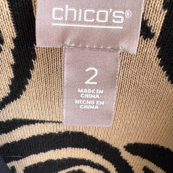 Chico's Black and Cream Rose Pattern Cardigan - Picture 4 of 8